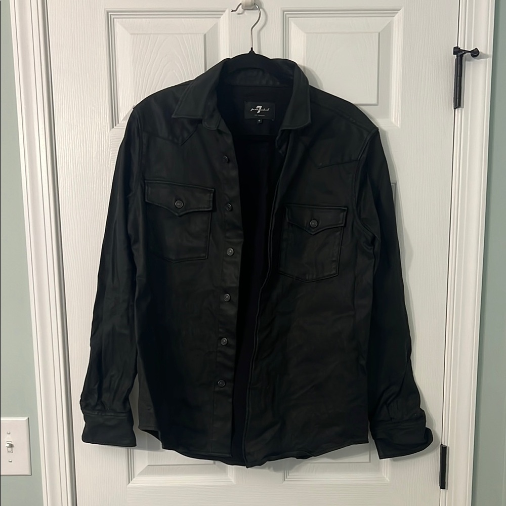 7 For All Mankind Men’s (or unisex) coated black over shirt